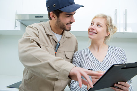 man and woman having conversationの写真素材
