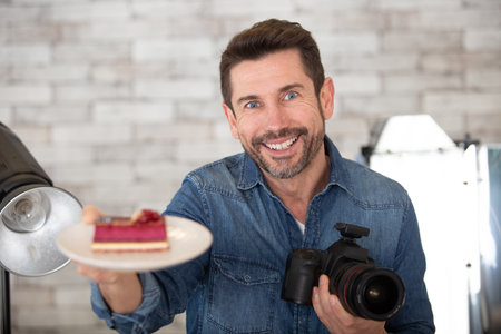 a food blogger streaming liveの写真素材