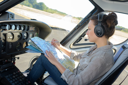 female helicopter pilotの写真素材