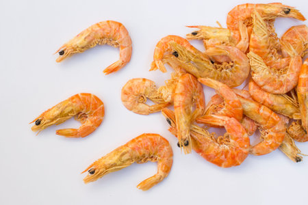 Dry shrimp with white backgraound, Lenten food