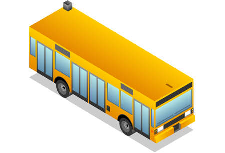 Isometric yellow busのイラスト素材