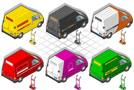 isometric delivery van のイラスト素材