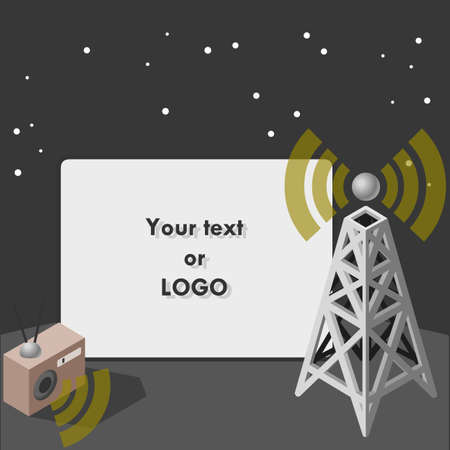 movie screen with antenna and two-way radio. のイラスト素材
