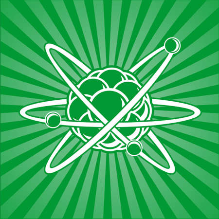 Detailed illustration of a atom with nucleus of protons and electrons that revolves aroundのイラスト素材
