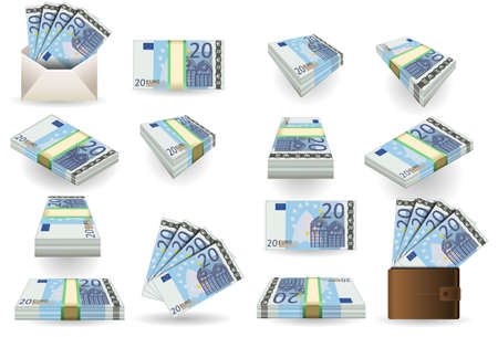 full set of twenty euros banknotesのイラスト素材