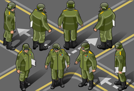 set of military man in heigt positionのイラスト素材