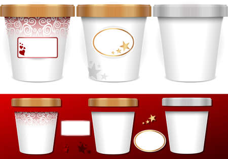 Three generic cup for ice cream with labelsのイラスト素材