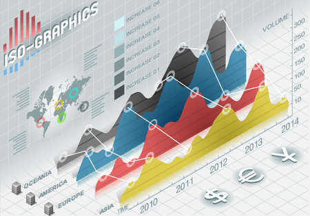 Detailed illustration of a infographic histogram set elements in various colorsのイラスト素材