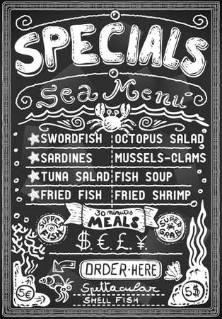 vintage graphic blackboard menu for bar or restaurantのイラスト素材