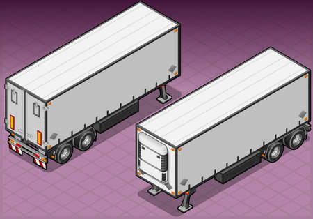 Detailed illustration of a isometric tow frigo truckのイラスト素材