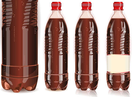 Detailed illustration of a Four plastic bottles of cola with labelsのイラスト素材
