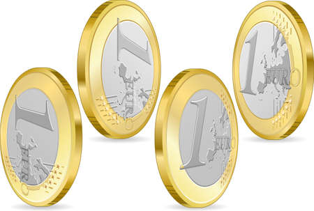 Detailed animation of a full set of one euro coinsのイラスト素材