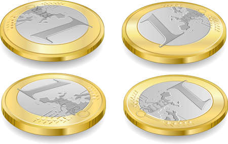 Detailed animation of a full set of one euro coinsのイラスト素材