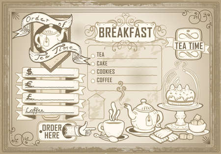 Detailed illustration of a vintage graphic element for bar menu on blackboardのイラスト素材