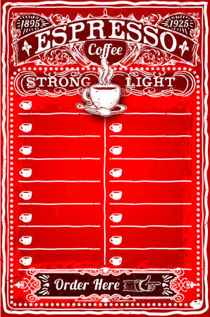 Detailed illustration of a Vintage Hand Drawn Board for Espresso Menuのイラスト素材