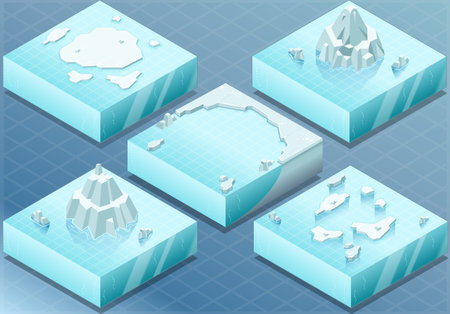 Detailed Illustration of a Isometric Arctic Sea with Iceberg