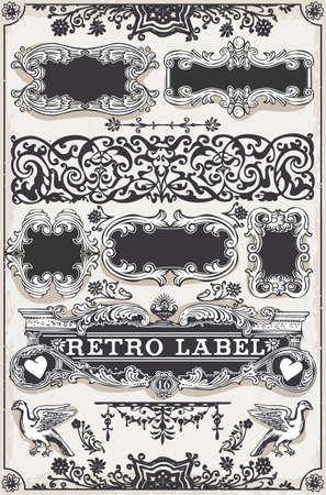 Detailed illustration of a Vintage Hand Drawn Graphic Banners and Labelsのイラスト素材