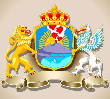 Detailed illustration of a Coat of Arm of Naplesのイラスト素材