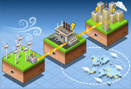 Detailed illustration of a Isometric Infographic Energy Harvesting Diagramのイラスト素材