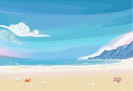 Detailed illustration of a Paradise Beach Lagoon Landscapeのイラスト素材