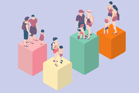 Detailed illustration of a Isometric Infographic Family Types - LGBT included
