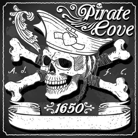 Black Pirate Cove Flag - Jolly Rogerのイラスト素材