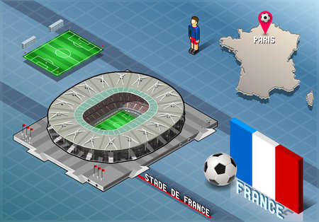 Isometric Soccer Stadium - Stadie de France Paris Franceのイラスト素材