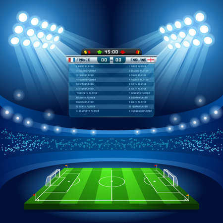 Football Stadium Empty Field Background Nocturnal Viewのイラスト素材