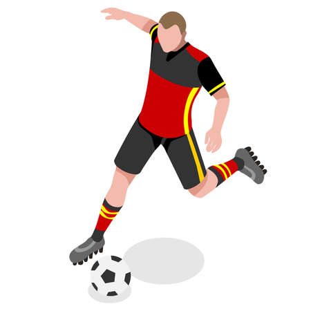 Soccer Player Athlete  Summer Games Icon Set.3D Isometric Football Player Athlete.Sporting International Competition Championship.Sport Soccer Infographic Football Vector Illustration.のイラスト素材