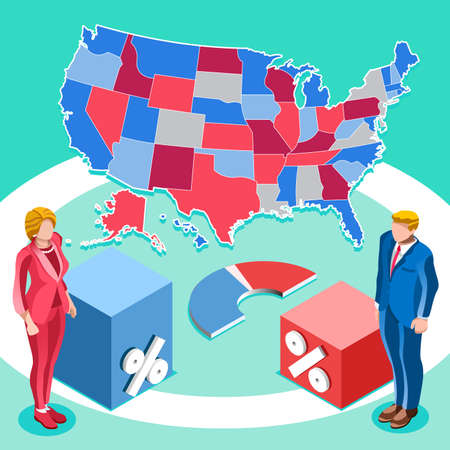 Election infographic.Debate party convention hall.Conference business meeting lecture.Congress theatre auditorium audience.Politic delegate competitors affiliates crowd rally.Vector isometric peopleのイラスト素材
