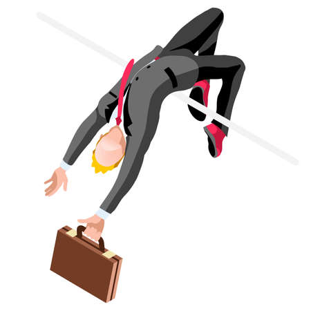 Business concept infographic vector design. Businessperson 3D character flat ambitious man. Career ambition changing role. Winning Startup group training goal setting and team management illustrationのイラスト素材
