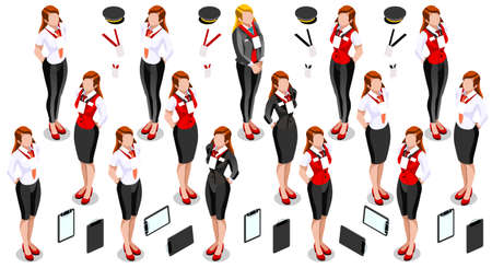 Isometric woman girl person isolated infographic element. 3D Isometric person icon set. Creative design vector illustration collectionのイラスト素材