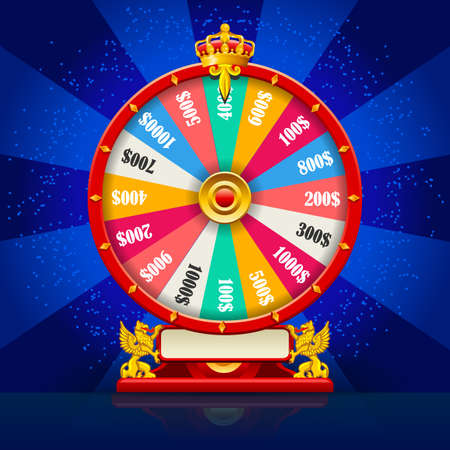 Fortune wheel realistic vector spinning lucky roulette 3D flat modern luck concept for web template illustrationのイラスト素材