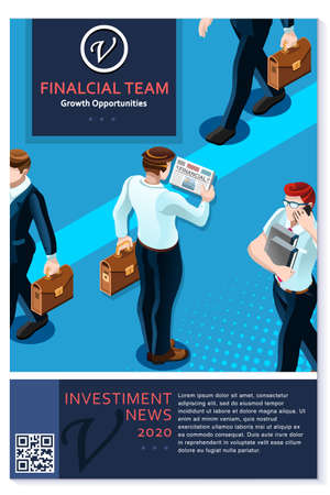 Financial newsletter annual report or proposal vector clean blue template plain modern design for freelance or consultant professionalsのイラスト素材