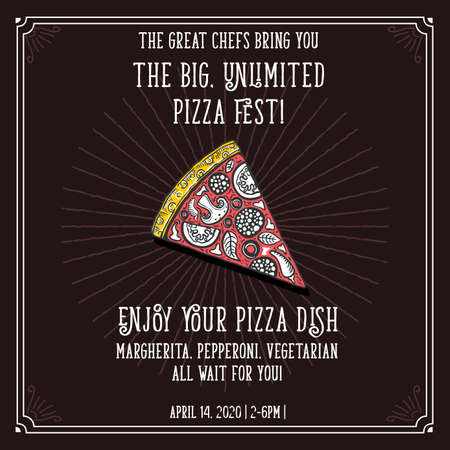Pizza italian cookery vector invitation template.のイラスト素材