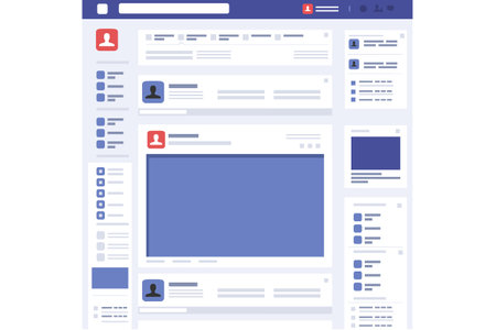 Social page profile web interface. Concept in flat design vector illustration.