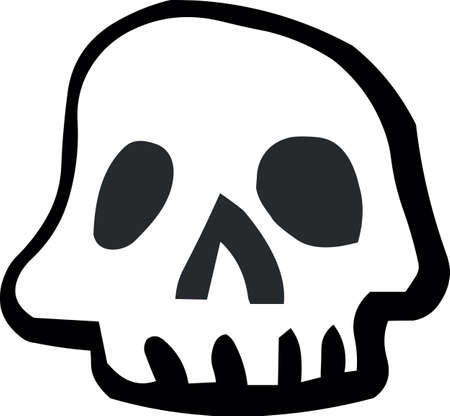 Skull Halloween sticker icon on white background, vector illustration.のイラスト素材