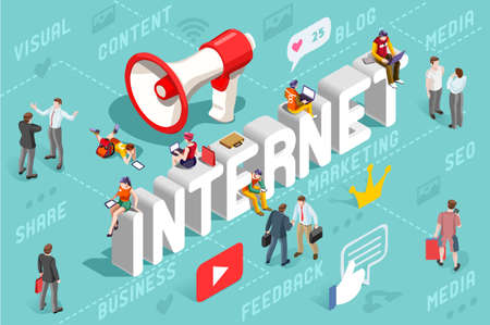 Advertising agency banner with internet marketing service concept.のイラスト素材