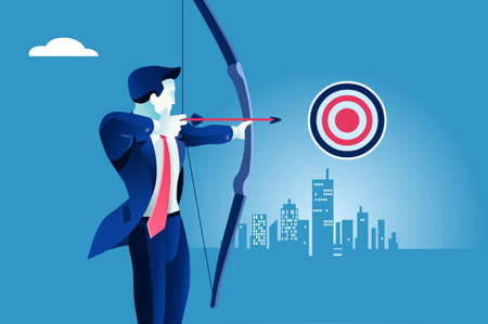 Success, businessman aiming target. Concept business vector illustration.のイラスト素材