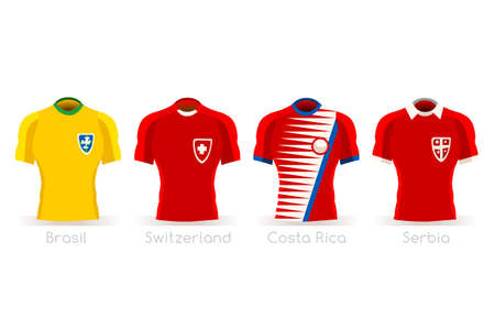 a group of football players' team jerseys vector illustration.のイラスト素材