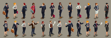 Businessmen people in dark suit, isometric people in dark business suit. Vector illustration.のイラスト素材