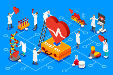 Diagnostic first aid heart medical service, isolated illustration. First aid illustration for web...