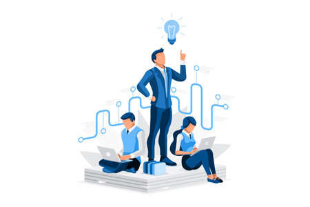 Symbolic questions, marks of answers, people question concept. Support mark of online support, ask concept exclamation symbol of question. Man and woman character Isometric Illustration Vector Designのイラスト素材