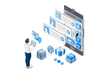 Positive choose, people feedback or rating, customer review service. Concept of satisfaction of service, customer feedback, choose people rating, review concept. Isometric illustration vector design.のイラスト素材