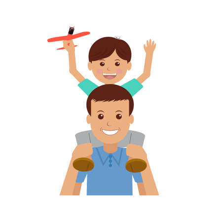 Father and child. Isolated objects on white background. VECTOR.のイラスト素材