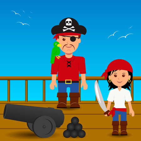 cute set of children piratesのイラスト素材