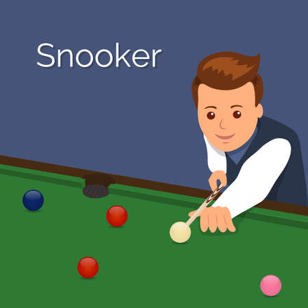 The player billiards. Man aim to make an impact on the ball. The game of snooker.のイラスト素材