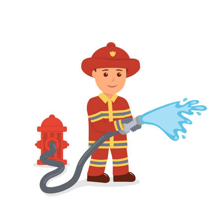 Fireman. Isolated male character in the form of firefighter. Rescuer.のイラスト素材