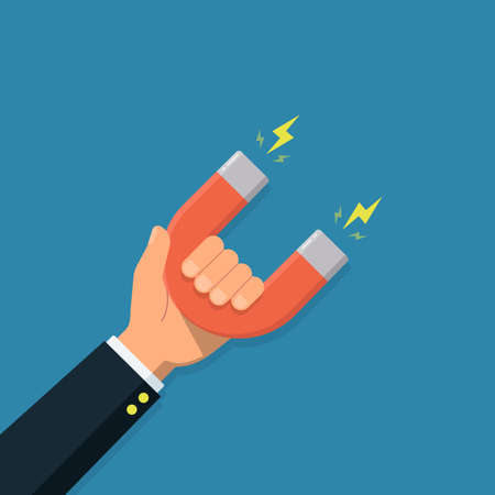 Business concept of the attraction of money with magnet.のイラスト素材