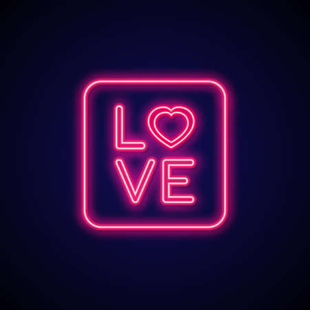 Neon signboard Love. Valentine romance sign.のイラスト素材